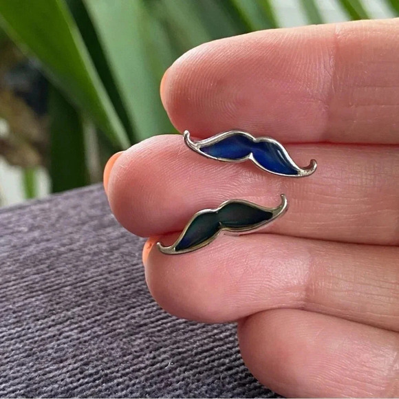 Mood Changing Mustache Pierced Earrings Movember - Picture 2 of 9
